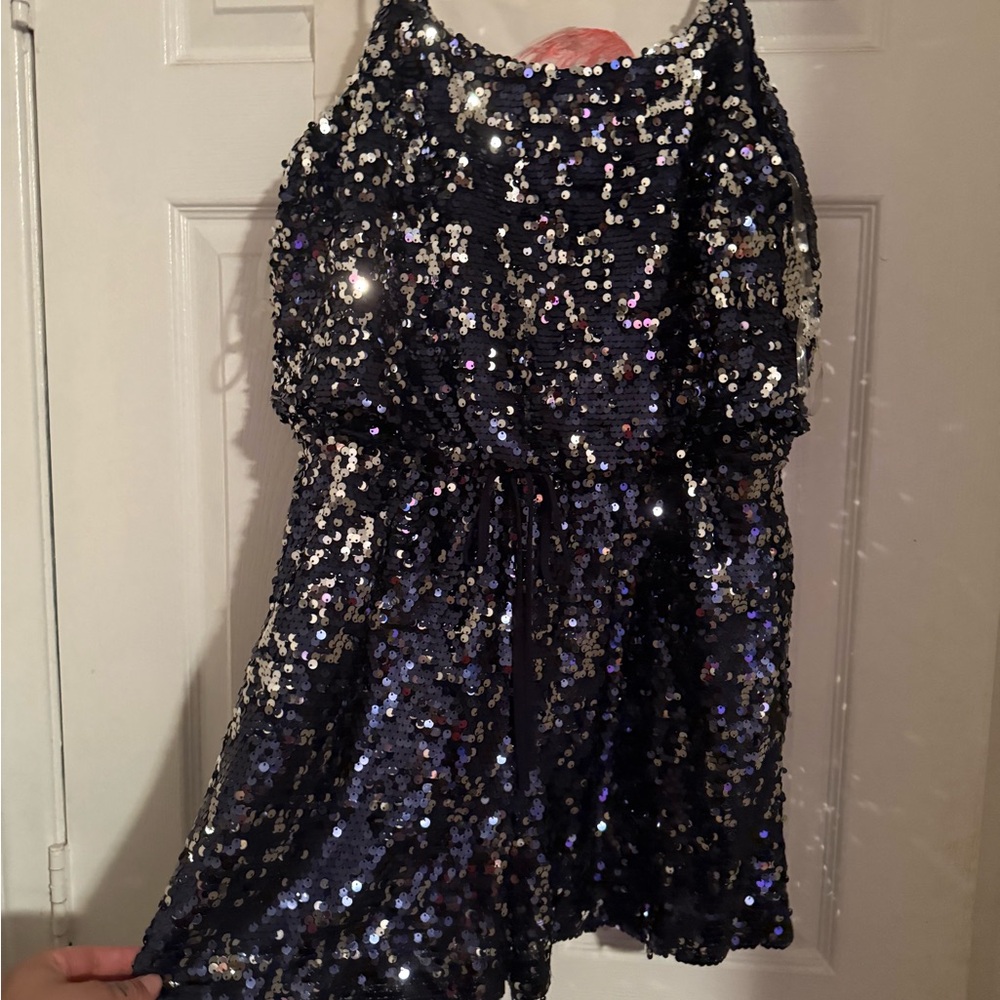 Speechless Midnight Sequin Romper